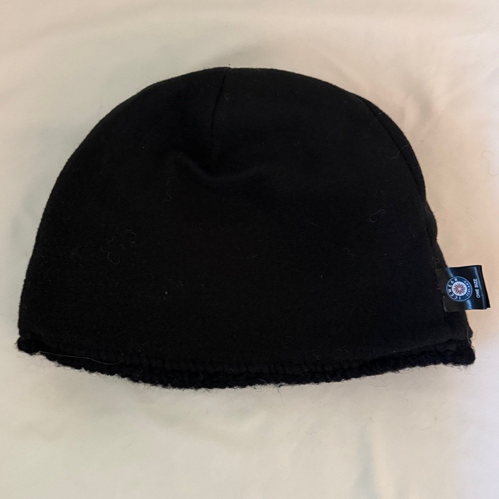 NWOT Icewear Icelandic Sheep Wool Fleece Lined Beanie Black Gray White - Picture 3 of 3